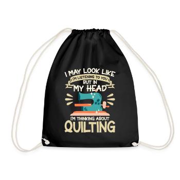Quilting Gift Sewing Knitting Quilter - Drawstring Bag - black - Front