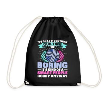 Quilting Gift Sewing Knitting Quilter - Drawstring Bag - black - Front