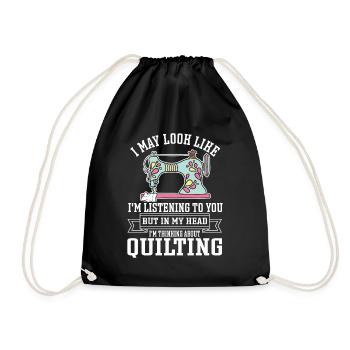 Quilten Geschenk Nähen Stricken Quilter - Turnbeutel - Schwarz - Vorne