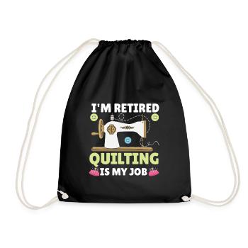 Quilting Gift Sewing Knitting Quilter - Drawstring Bag - black - Front