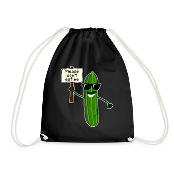 Gurke mit Sonnenbrille Gurken - Turnbeutel - Schwarz - Vorne