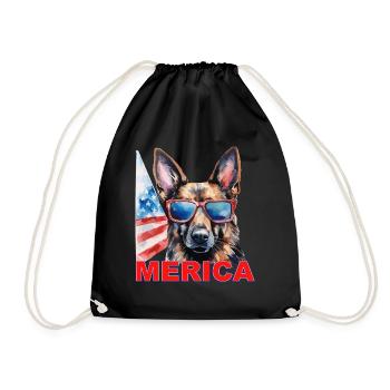 Independence Day 4th of July German Shepherd America - Drawstring Bag - black - Front