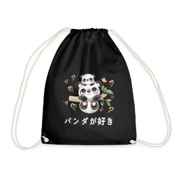 Ich Liebe Pandas Liebe Mama Panda Bär - Turnbeutel - Schwarz - Vorne