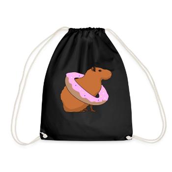 Capybara Donut Capybaras - Turnbeutel - Schwarz - Vorne