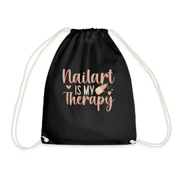 Nail art is my therapy nail technician - Drawstring Bag - black - Front