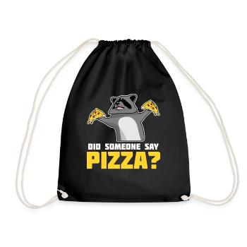 Raton laveur avec pizza - Sac de sport léger - noir - Devant