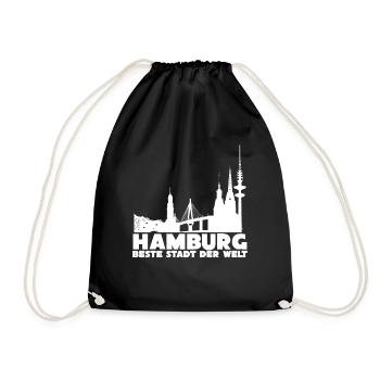 Hamburger Stadt Hamburg - Turnbeutel - Schwarz - Vorne