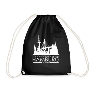 Hamburg Brücke Hamburger - Turnbeutel - Schwarz - Vorne