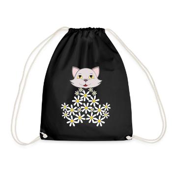 Chat marguerite de fleurs - Sac de sport léger - noir - Devant