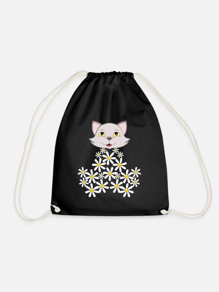 Gänseblümchen Katze aus Blüten - Turnbeutel - Schwarz