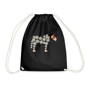 Horse made of daisy horses - Drawstring Bag - black - Front