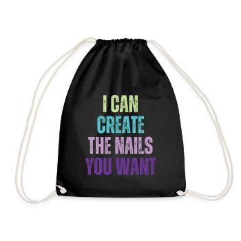 I create the nails you want manicure - Drawstring Bag - black - Front