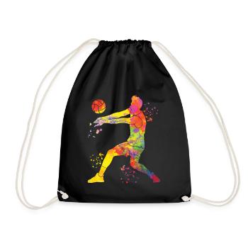 Volleyballspieler Kinder Beachvolleyball - Turnbeutel - Schwarz - Vorne