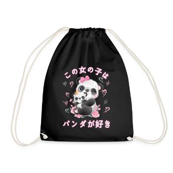 Panda Liebe Mama Panda Bär - Turnbeutel - Schwarz - Vorne