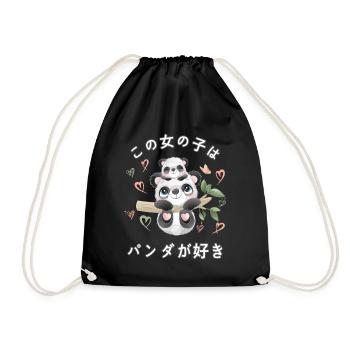 Panda Love Mama Panda Bear - Drawstring Bag - black - Front