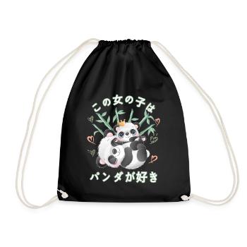 Panda Love Mama Panda Bear - Drawstring Bag - black - Front