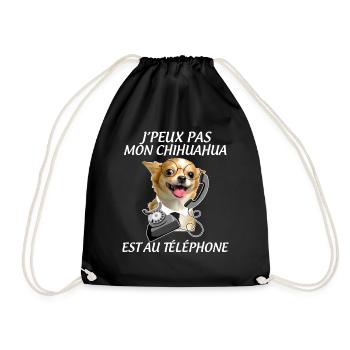 Chien chihuahua téléphone Cadeau humour - Sac de sport léger - noir - Devant