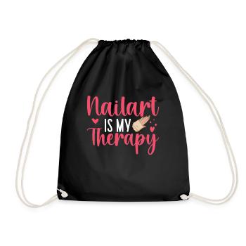Nail art is my therapy nail technician - Drawstring Bag - black - Front