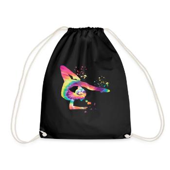 Gymnast with Floor Rhythmic Gymnastics - Drawstring Bag - black - Front