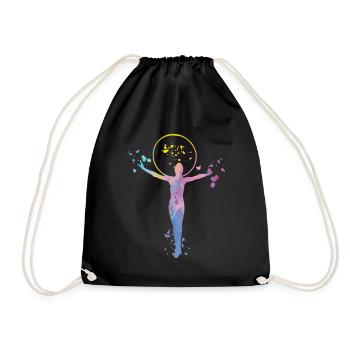 Gymnast with clubs Rhythmic gymnastics - Drawstring Bag - black - Front