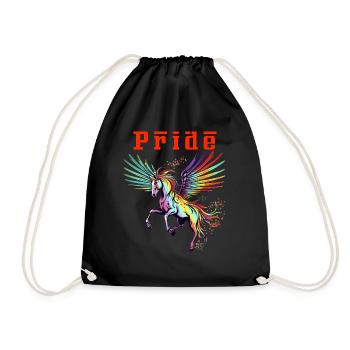 Fahre mit Stolz Majestätischer Regenbogen Pegasus Blutrot - Turnbeutel - Schwarz - Vorne