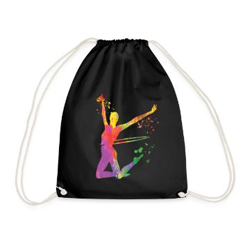 Gymnastin Mit Keulen Rhythmische Sportgymnastik - Turnbeutel - Schwarz - Vorne