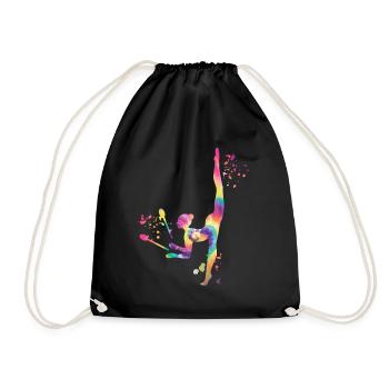 Gymnast with clubs Rhythmic gymnastics - Drawstring Bag - black - Front