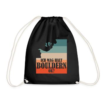 Bouldern Kletterer Klettern - Turnbeutel - Schwarz - Vorne