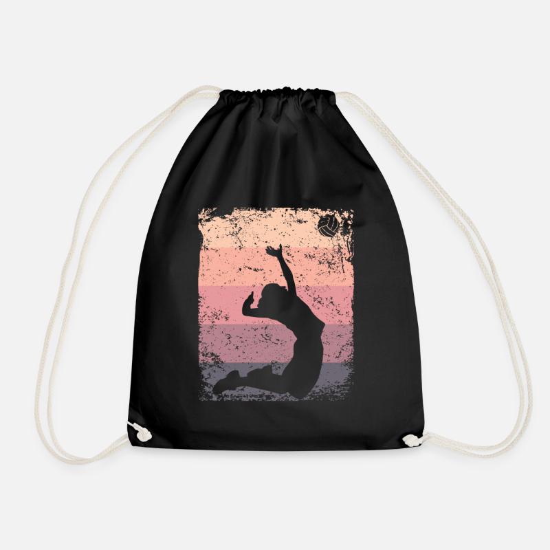 Volleyball Player Retro Beach Volleyball - Drawstring Bag - black