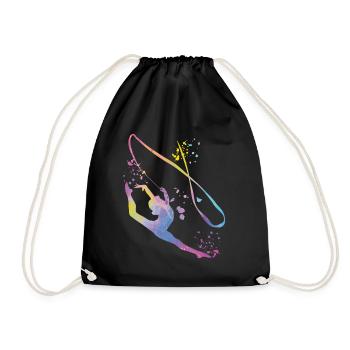 Gymnast with Band Rhythmic Gymnastics - Drawstring Bag - black - Front