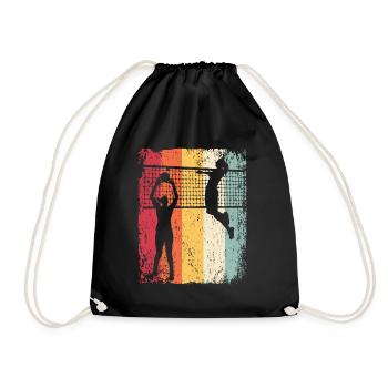 Volleyball Player Retro Beach Volleyball - Drawstring Bag - black - Front