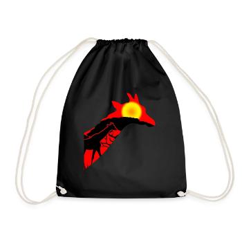 Giraffe in the sunset Giraffes - Drawstring Bag - black - Front