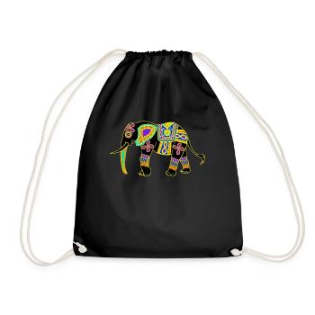 Elephant colorful elephant - Drawstring Bag - black - Front
