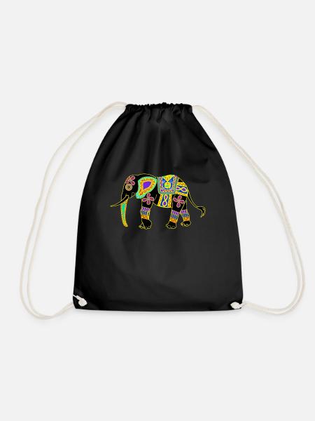 Elefanten bunter Elefant - Turnbeutel - Schwarz