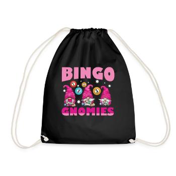 Bingo Gnomies Women Men Funny Bingo - Drawstring Bag - black - Front