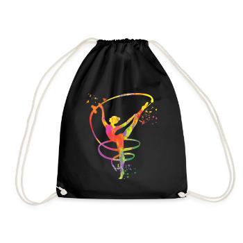 Gymnast with Band Rhythmic Gymnastics - Drawstring Bag - black - Front