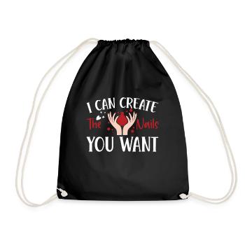 I create the nails you want manicure - Drawstring Bag - black - Front
