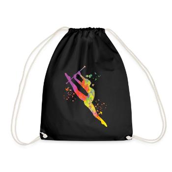 Gymnastin Mit Taktstock Rhythmische Sportgymnastik - Turnbeutel - Schwarz - Vorne