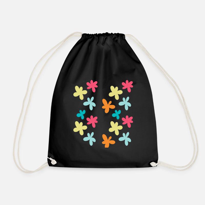Bunte Blumen - Turnbeutel - Schwarz