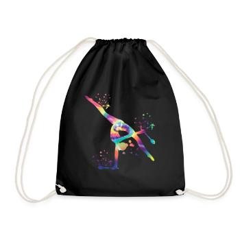 Gymnast with clubs Rhythmic gymnastics - Drawstring Bag - black - Front