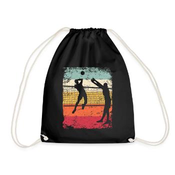 Volleyball Player Retro Beach Volleyball - Drawstring Bag - black - Front