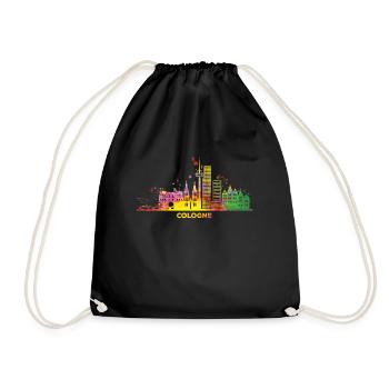Kölner Skyline Bunt Stadtbild Köln - Turnbeutel - Schwarz - Vorne
