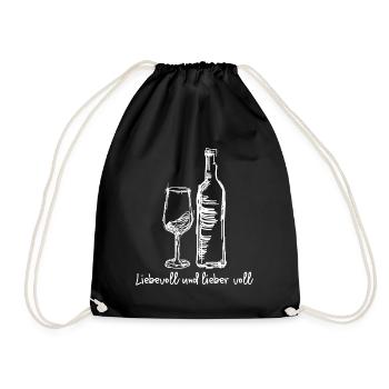 Wein Weißwein Rotwein Weinglas - Turnbeutel - Schwarz - Vorne