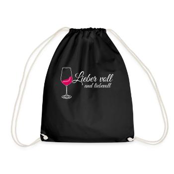Wein Rotwein Weinglas Weißwein - Turnbeutel - Schwarz - Vorne