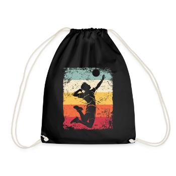 Volleyball Player Retro Beach Volleyball - Drawstring Bag - black - Front