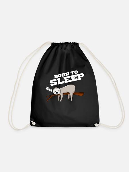 Sleeping Sloth Sleep Sleep Shirt - Drawstring Bag - black