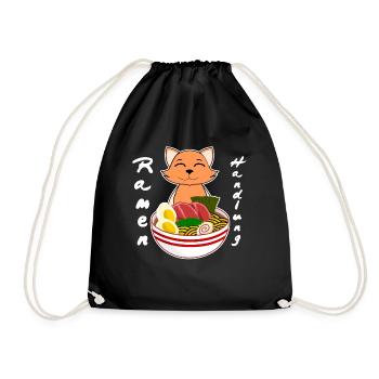 Ramen Katze mit Nudelsuppe - Turnbeutel - Schwarz - Vorne