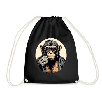 Haki the chimpanzee - Drawstring Bag - black - Front