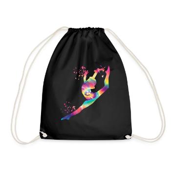 Gymnast with Floor Rhythmic Gymnastics - Drawstring Bag - black - Front