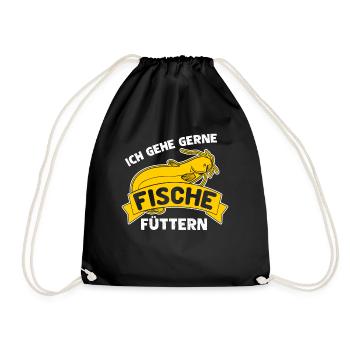 Angler Fischer Angeln Fisch Angel - Turnbeutel - Schwarz - Vorne